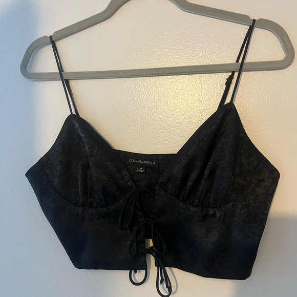 Cropped Satin lace up top - Picture 1 of 4